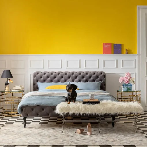 Bett Desire Velvet Silbergrau 160x200 cm