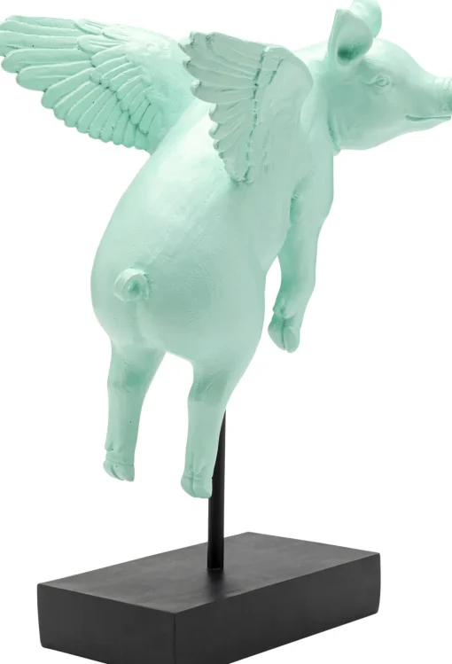Deko Figur Flying Pig Türkis 29cm