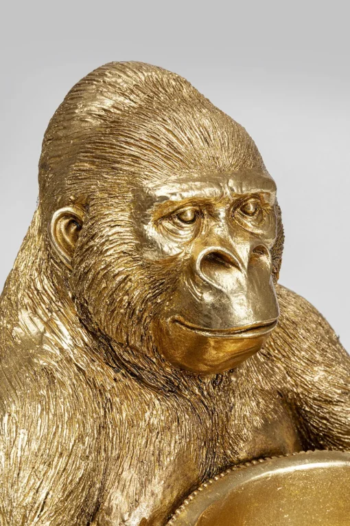 Deko Figur Gorilla Holding Bowl Gold 41cm
