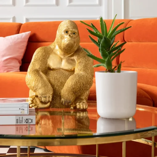 Deko Figur Monkey Gorilla Side Medium Gold 39cm