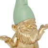 Deko Figur Zwerg Meditation Gold Grün 19cm