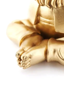 Deko Figur Zwerg Meditation Gold Grün 19cm