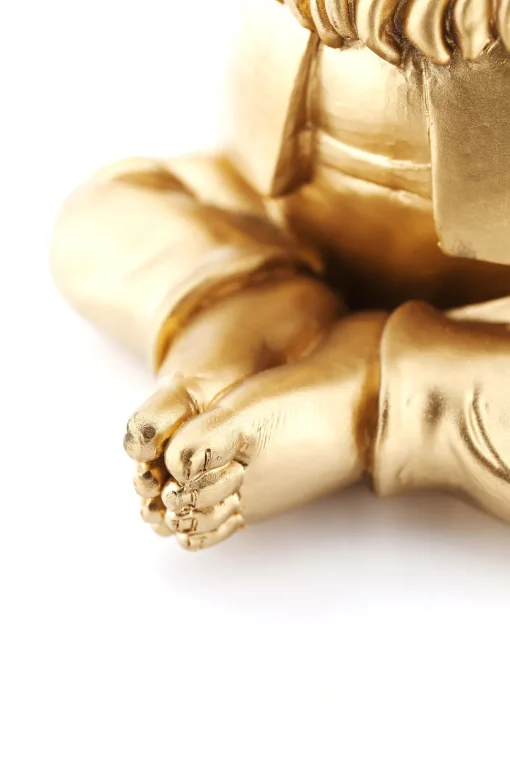 Deko Figur Zwerg Meditation Gold Grün 19cm