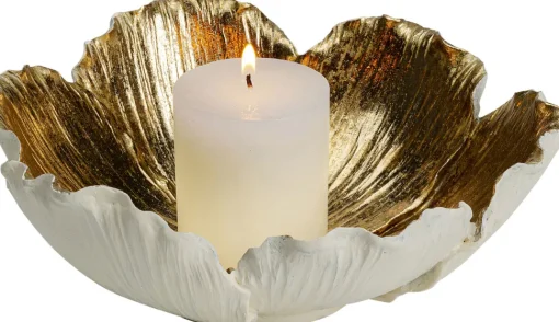 Deko Schale Flower Bloom Creme Gold Ø25cm