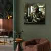 Glasbild Drinking Monkey 100x100cm