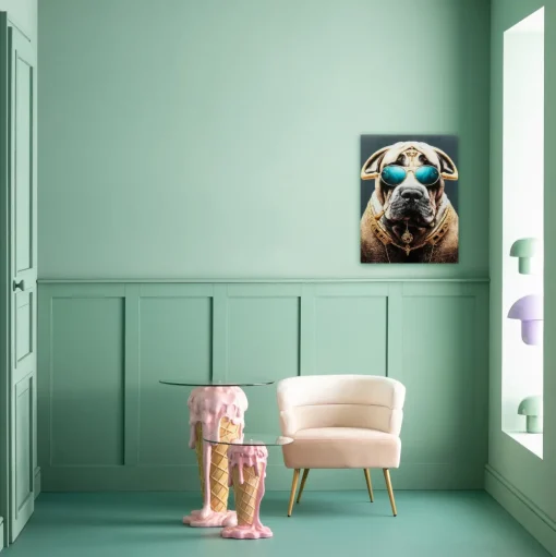 Glasbild Fashion Dog 60x80cm