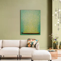 Leinwandbild Flower Boat Grün Gelb 80x100cm