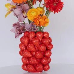 Vase Strawberries Rot 24cm