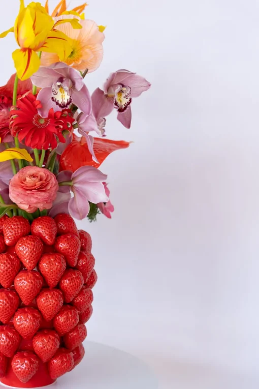 Vase Strawberries Rot 24cm